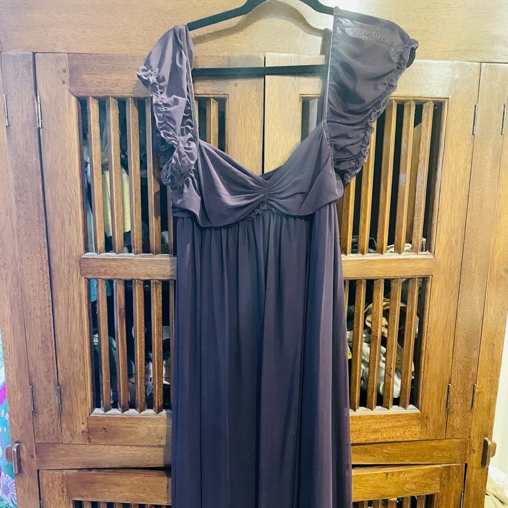 Purple Mid Length empire waist dress